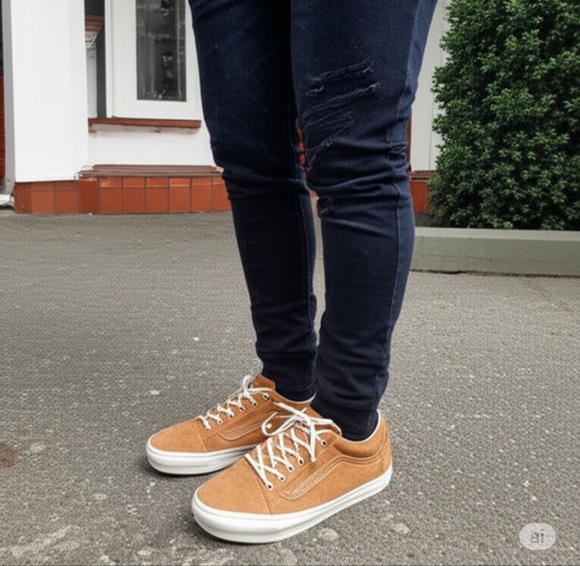 Shelaidon Copper Brown Suede Sneakers with White Laces - Picture 1 of 4